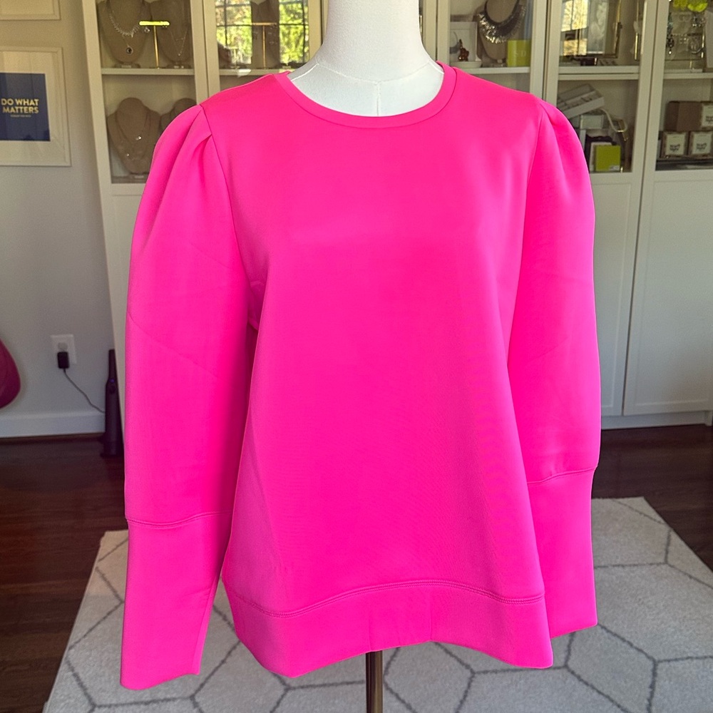 NWT Stella & Dot Puff Sleeve Sweatshirt in hot pink XL